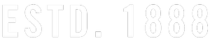 Text reading "ESTD. 1888" in bold white letters on a black background.